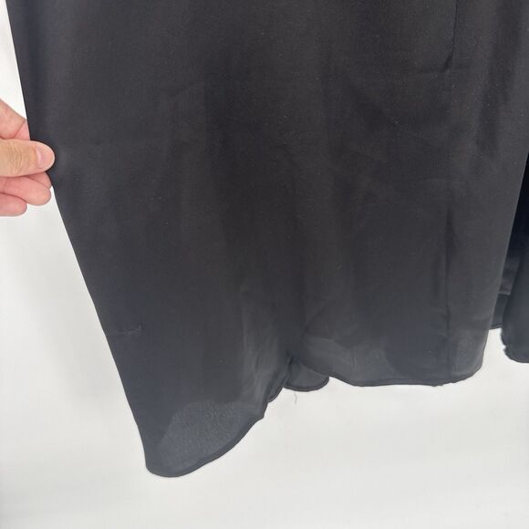 Topshop Black Satin Long Midi Dress Floral Embroidery Size 2 Formal - Picture 10 of 12